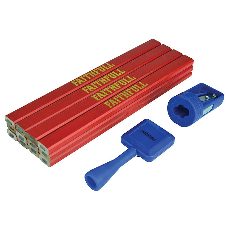 Faithfull Carpenter's Pencil Kit Red / Medium (Pack 12)