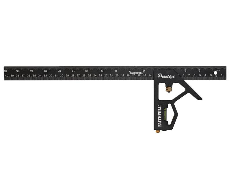 Faithfull Prestige Combination Square Black Aluminium 400mm (16in)