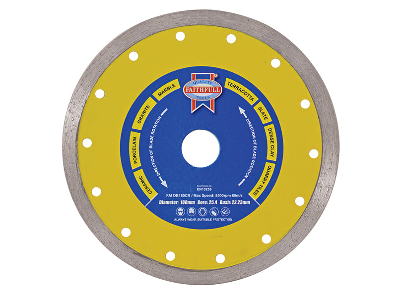 Faithfull Diamond Tile Blade Continuous Rim 105 x 16mm