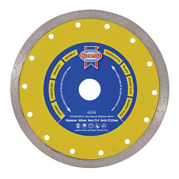 Faithfull Diamond Tile Blade Continuous Rim 105 x 16mm