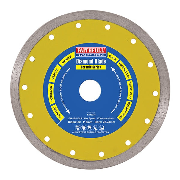 Faithfull Diamond Tile Blade Continuous Rim 180 x 25.4mm