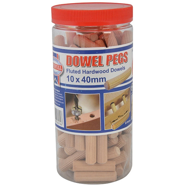 Faithfull Wood Dowels Fluted 40 x 10mm (Tub 100)