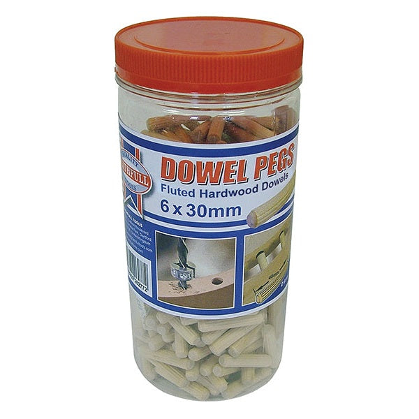 Faithfull Wood Dowels Fluted 30 x 6mm (Tub 300)