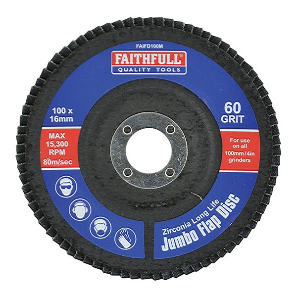 Faithfull Abrasive Jumbo Flap Disc 100mm Medium