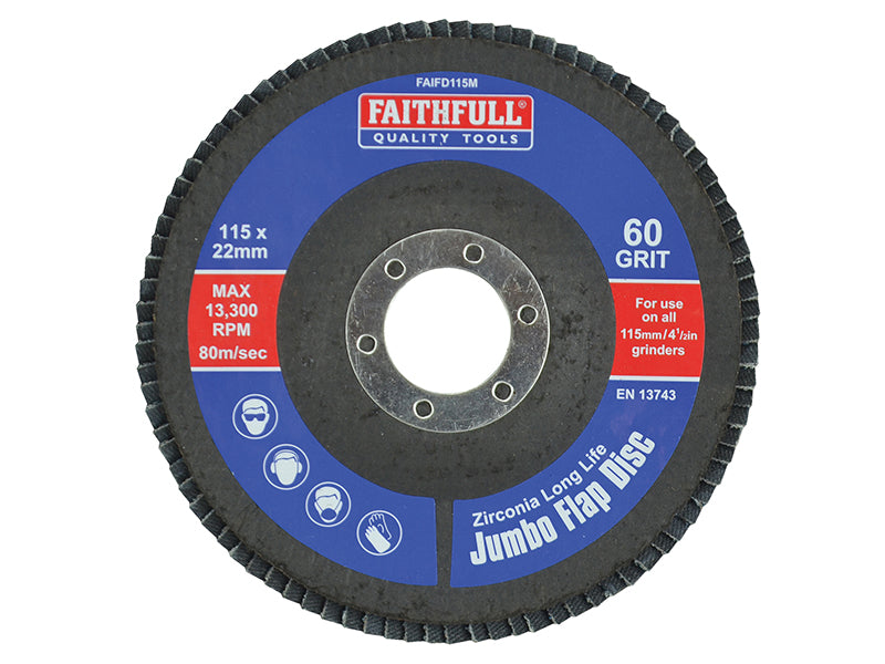 Faithfull Abrasive Jumbo Flap Disc 115mm Medium
