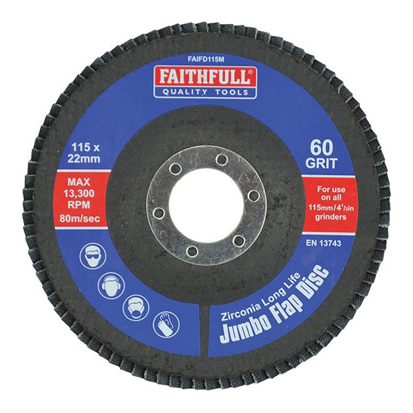 Faithfull Abrasive Jumbo Flap Disc 115mm Medium