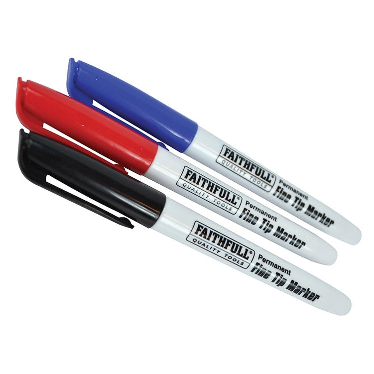 Faithfull Fibre Tip Marker Pen Mixed (Pack 3) - Watson Hire