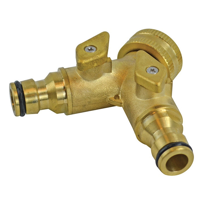 Faithfull 2 Way Shut Off Valve 19mm (3/4in) to 2 x 12.5mm (1/2in)