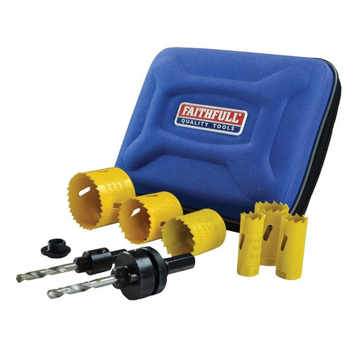 Faithfull Universal Varipitch Holesaw Electrician's Kit, 9 Piece 16-51mm