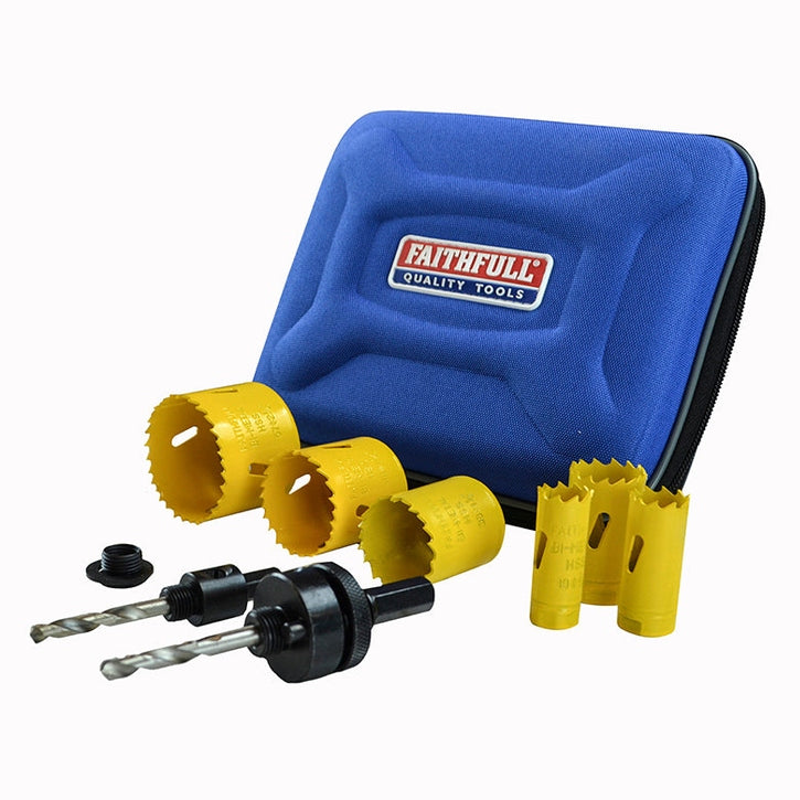 Faithfull Universal Varipitch Holesaw Plumber's Kit, 9 Piece 19-57mm