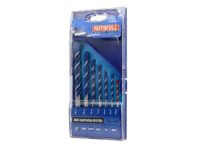 FAITHFULL 7 PIECE MULTI-CONSTRUCTION DRILL BIT SET