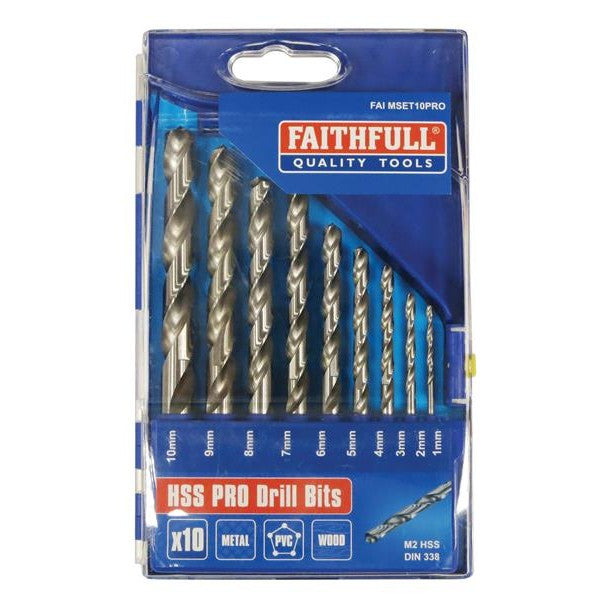 Faithfull Professional HSS Jobber Drill Bit Set, 10 Piece (1 - 10mm)