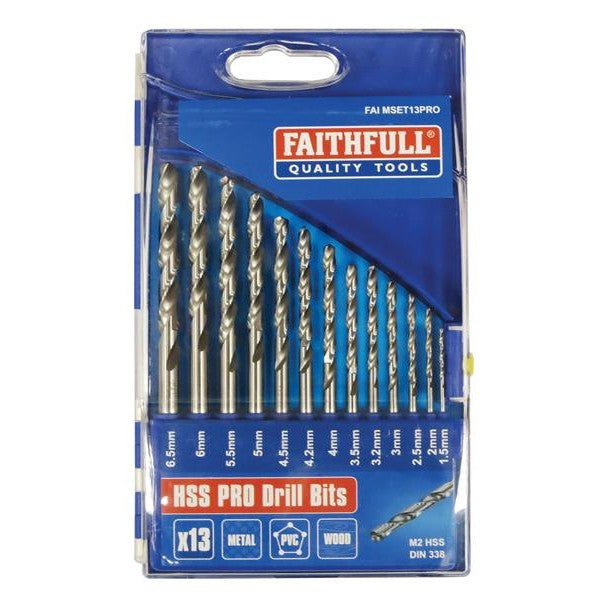 Faithfull Professional HSS Jobber Drill Bit Set, 13 Piece (1.5 - 6.5mm)