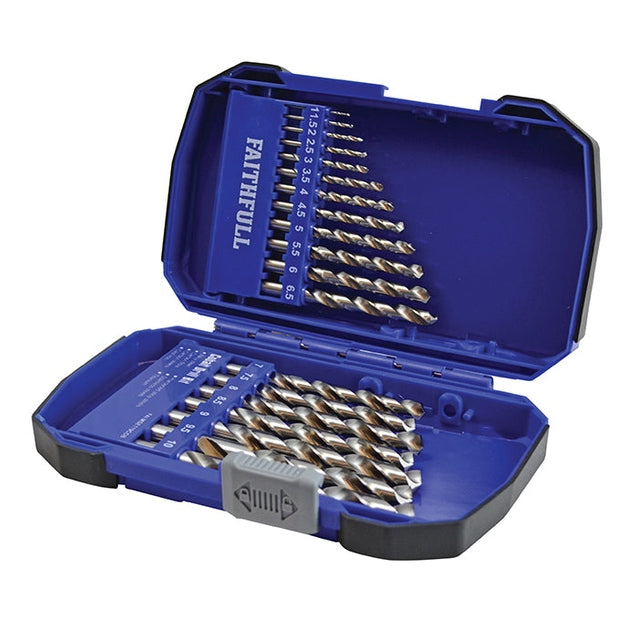 Faithfull Cobalt HSS Drill Set M35 1-10mm 19 Piece