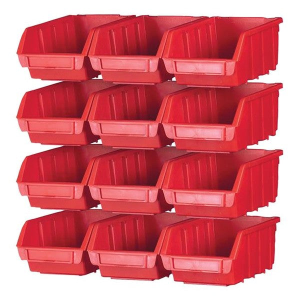 Faithfull 12 Plastic Storage Bins with Wall Mounting Rails