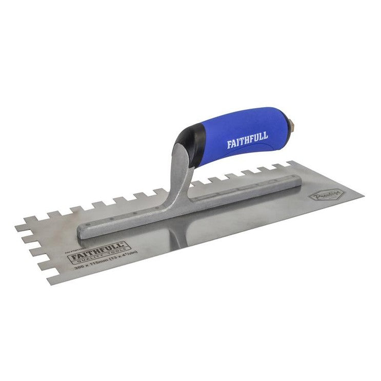 Faithfull Prestige Notched Trowel 330 x 115mm (13 x 4.1/2in) 10mm Notch - Watson Hire