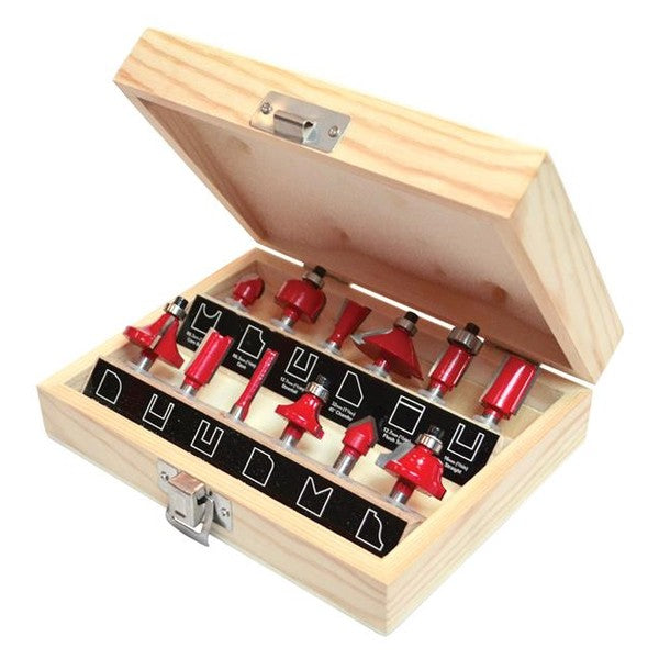 Faithfull 1/4in TCT Router Bit Set, 12 Piece