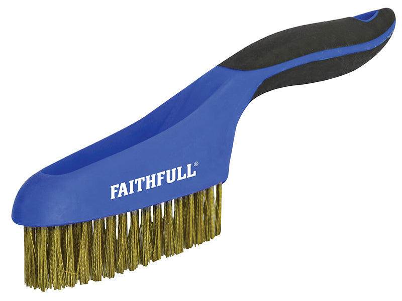 Faithfull Scratch Brush Soft Grip 4 x 16 Row Brass