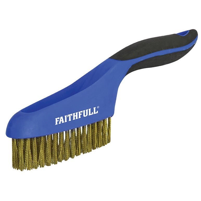 Faithfull Scratch Brush Soft Grip 4 x 16 Row Brass