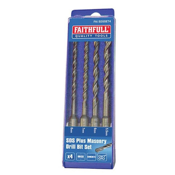 Faithfull SDS Plus Drill Bit Set, 4 Piece