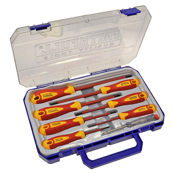 Faithfull VDE Soft Grip Screwdriver Set (Case), 8 Piece