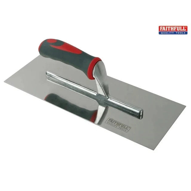 Faithfull Plasterer's Finishing Trowel Stainless Steel Soft Grip Handle 13 x 5in