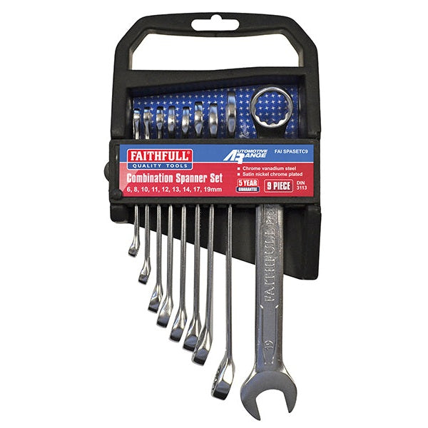Faithfull Chrome Vanadium Spanner Set 9 Piece – Watson Hire