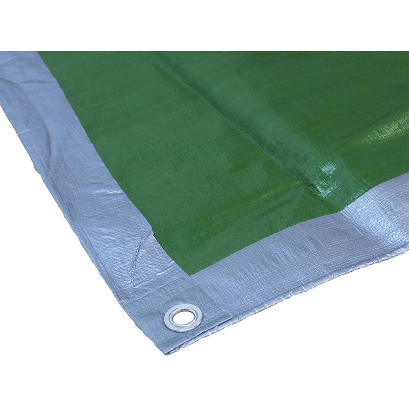 Faithfull Tarpaulin Green/Silver 5.4 x 3.6m (18 x 12ft) 80gsm - Watson Hire