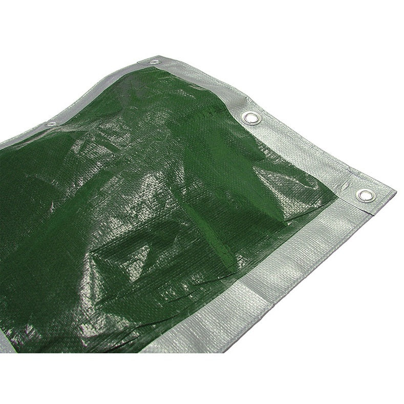 Faithfull Heavy-Duty Tarpaulin Green/Silver 5.4 x 5.4m (18 x 18ft) 140gsm - Watson Hire