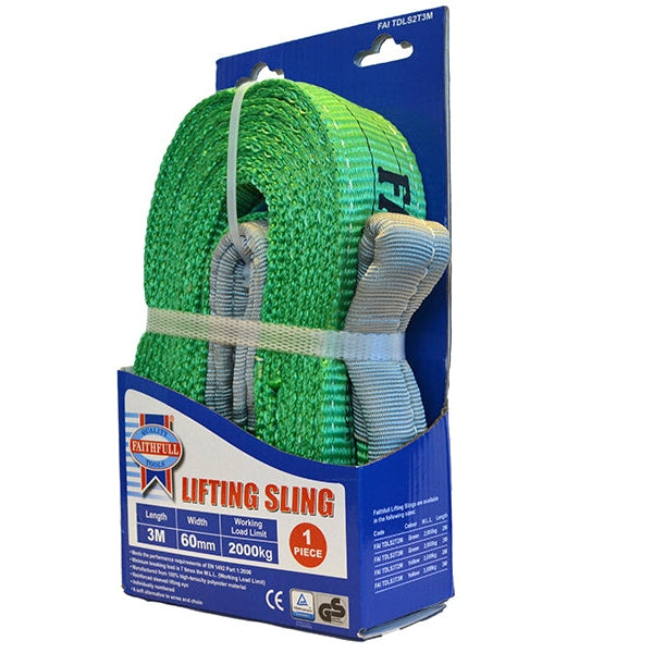 Faithfull Lifting Sling Green 2 Tonne 60mm x 3m