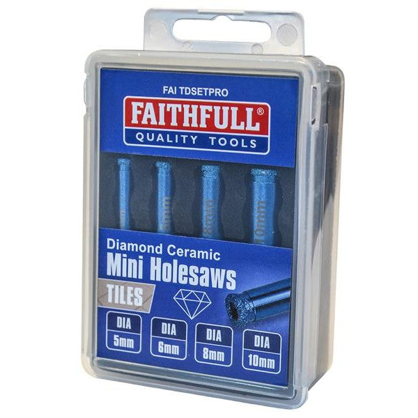 Faithfull Diamond Ceramic Mini Holesaw Set, 4 Piece