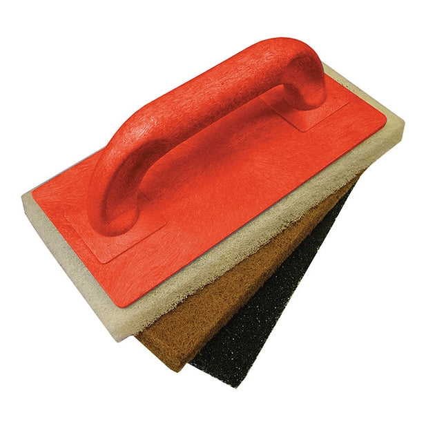 Faithfull Scouring Pad Holder + Fine Medium & Coarse Pads