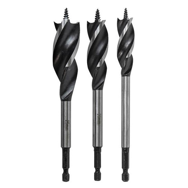 Faithfull Tri-Point Speed Auger Bit Set, 3 Piece