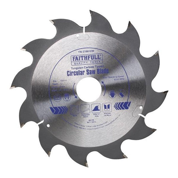 Faithfull TCT Circular Saw Blade 190 x 30mm x 12T POS
