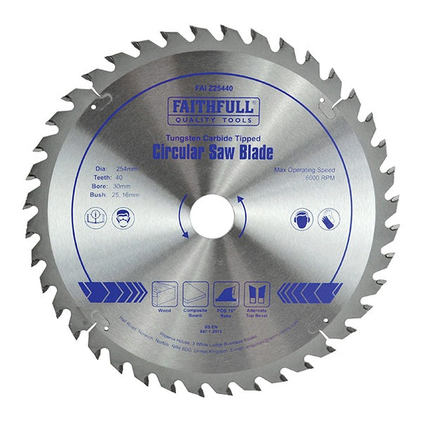 Faithfull TCT Circular Saw Blade 254 x 30mm x 40T POS