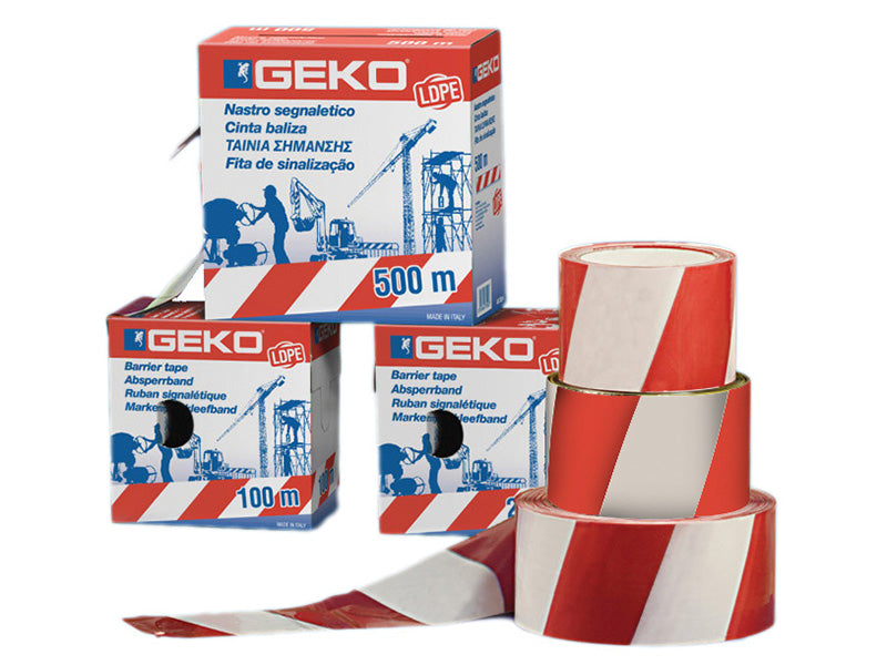 Geko Red and White Barrier Tape 500m