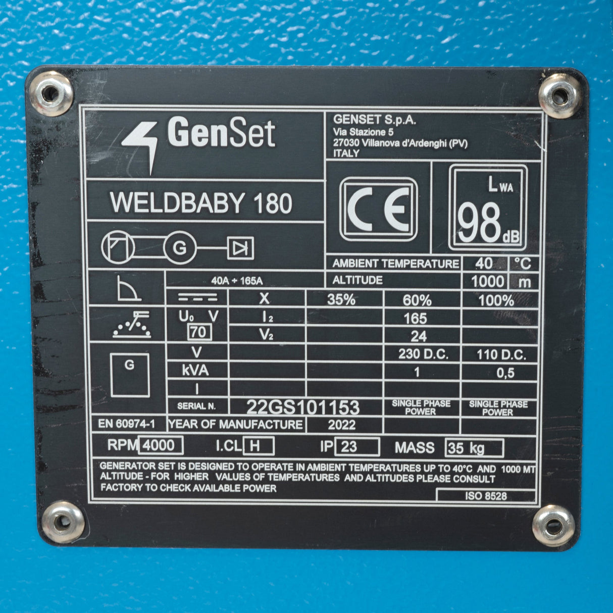 GenSet Weld Baby 180 Portable Petrol Welder Generator