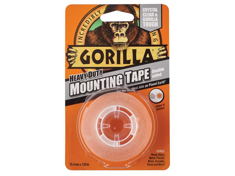 Gorilla Glue Gorilla Heavy-Duty Mounting Tape 25.4mm x 1.52m Crystal Clear - Watson Hire
