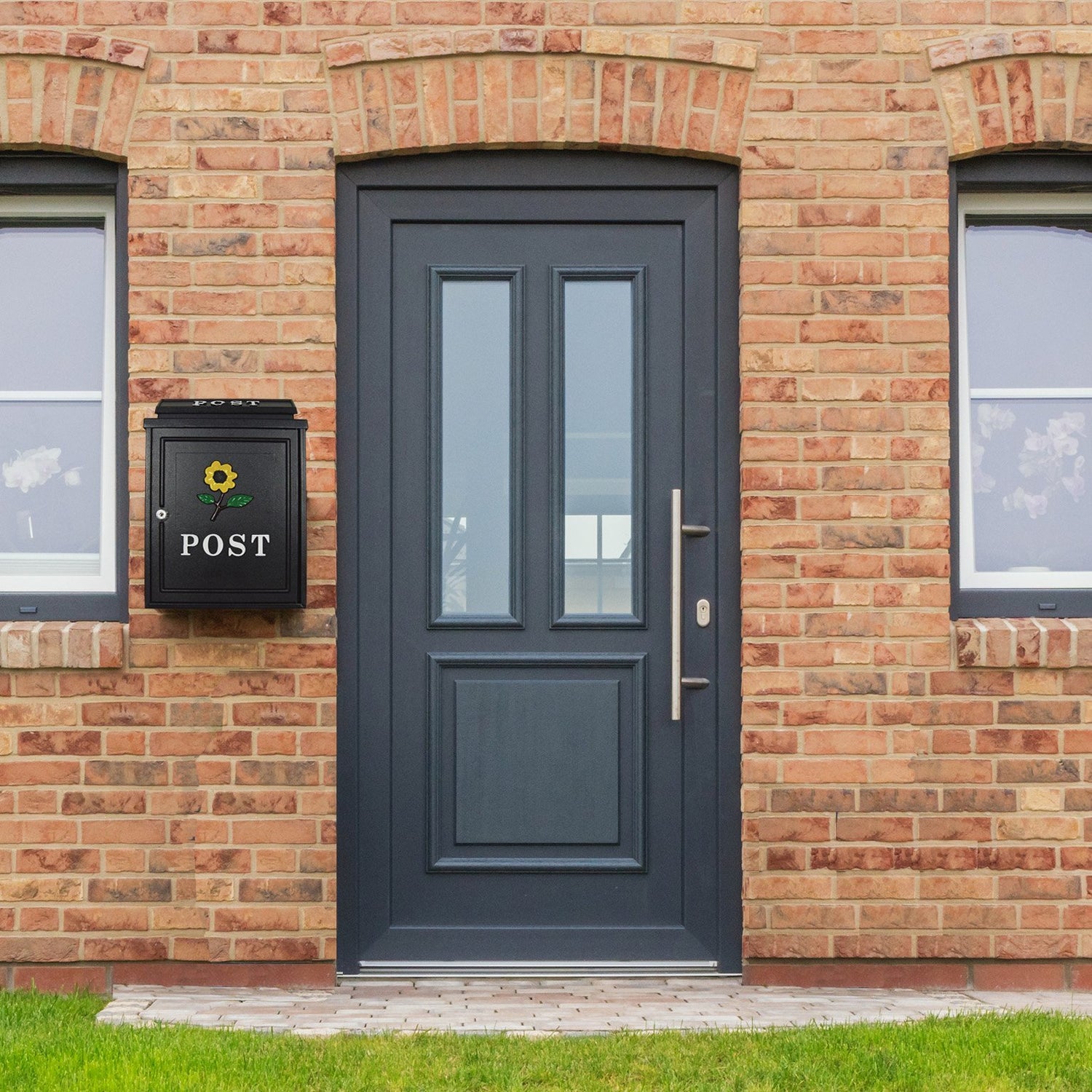 POSTPLUS YELLOW SUNFLOWER DIECAST POST BOX BLACK