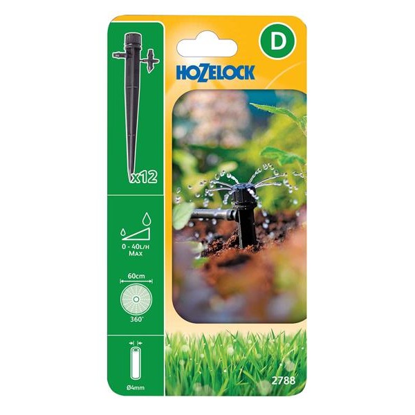 Hozelock 2788 End of Line Adjustable Mini Sprinkler on Stake 4mm (Pack 12)