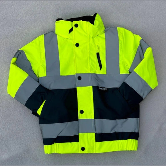 IMPACT HI-VIS KIDS BOMBER JACKET YELLOW/NAVY