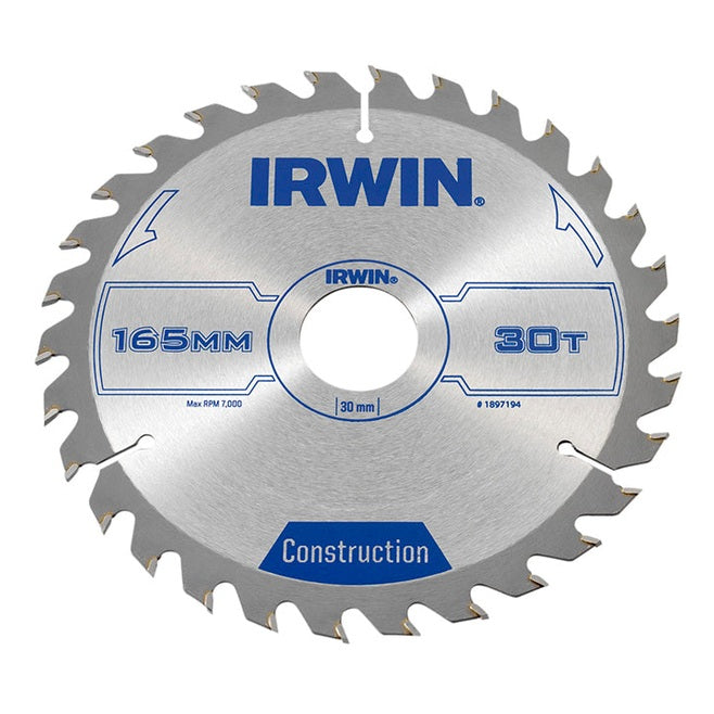 IRWIN® Construction Circular Saw Blade 165 x 30mm x 30T ATB