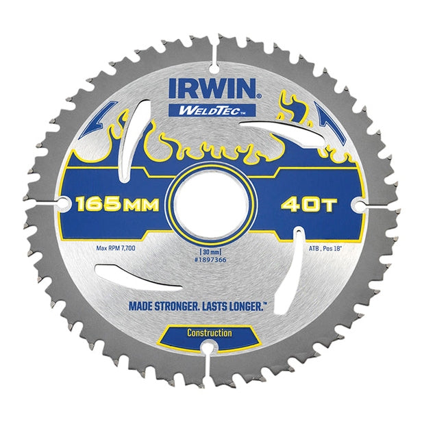 IRWIN® Weldtec Circular Saw Blade 165 x 30mm x 40T ATB