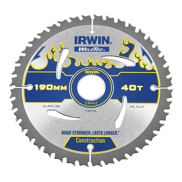 IRWIN® Weldtec Circular Saw Blade 190 x 30mm x 40T ATB