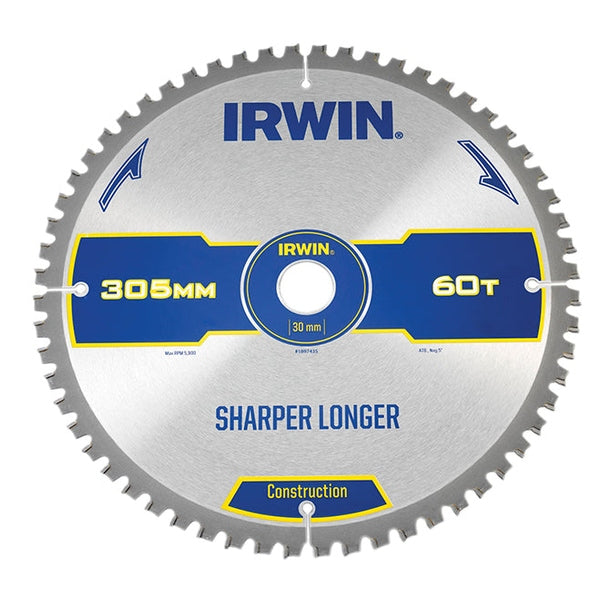 IRWIN® Construction Mitre Circular Saw Blade 305 x 30mm x 60T ATB/Neg