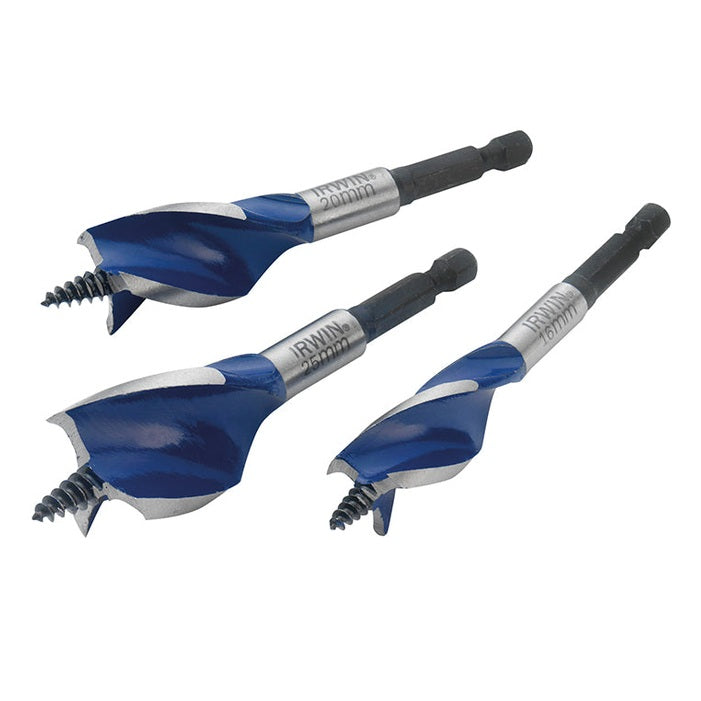 IRWIN® Blue Groove 6X Stubby Wood Bit Set, 3 Piece 16-25mm