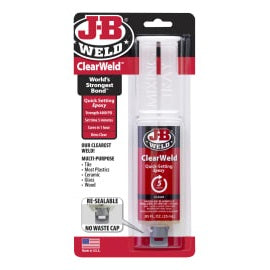 JB WELD CLEAR WELD SYRINGE SETS IN 5 MIN 25ML