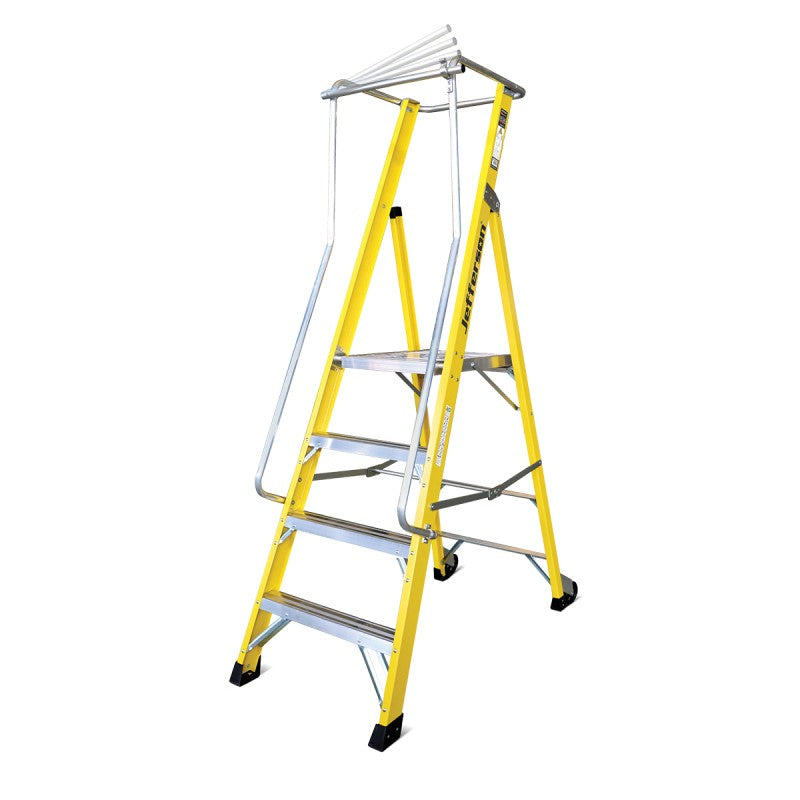 JEFFERSON 4 TREAD WIDE PLATFORM PODIUM STEP LADDER W/ HANDRAILS
