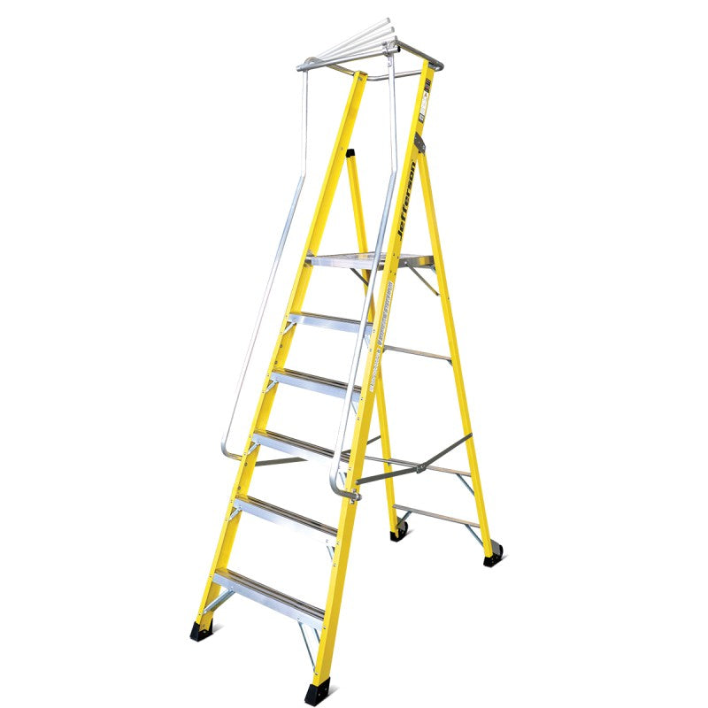 JEFFERSON 6 TREAD WIDE PLATFORM PODIUM STEP LADDER WITH HANDRAILS