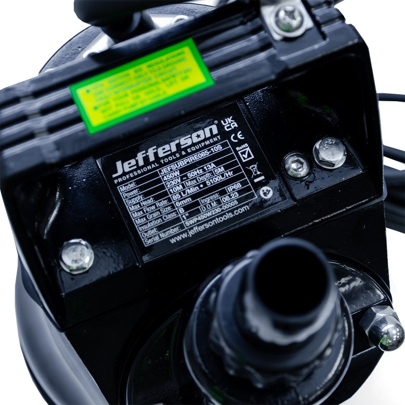 JEFFERSON 450W SUBMERSIBLE / PUDDLE WATER PUMP (230V)